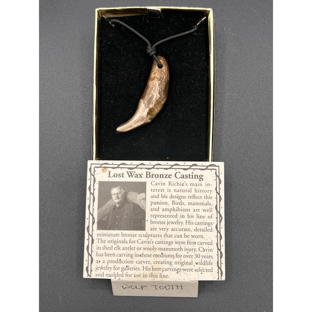 Vintage OOAK Cavin Richie Signed Cast Bronze Wolf Tooth Necklace SIGNED Wax Cast
